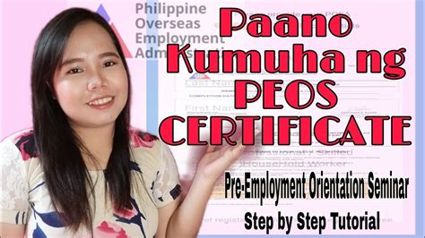 Paano kumuha ng PEOS Certificate .